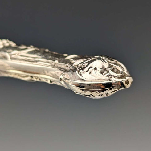 Circa 1830 British antique sterling silver handled fruit cutlery, 6 pairs, Aaron Hadfield, with tray
