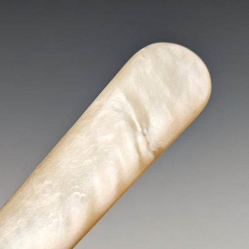 約 1900 年英國古董白色珍珠手柄甜點餐具 6 副套裝木盒裝