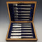 1906 British antique pure silver cutlery set, 6 pairs, 612g total, George Howson, in wooden box