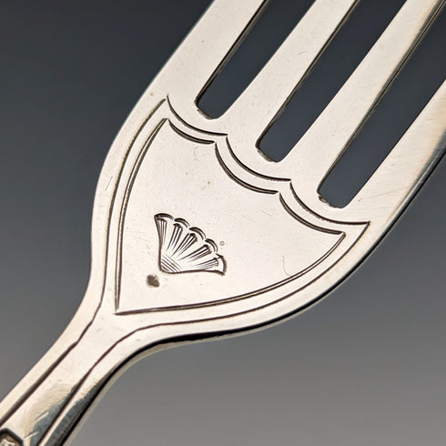 1906 British antique pure silver cutlery set, 6 pairs, 612g total, George Howson, in wooden box