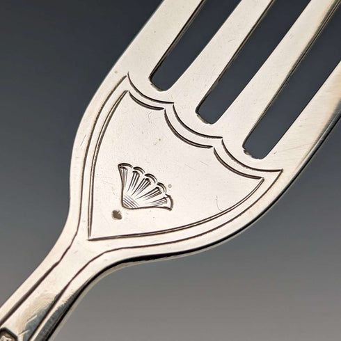 1906 British antique pure silver cutlery set, 6 pairs, 612g total, George Howson, in wooden box
