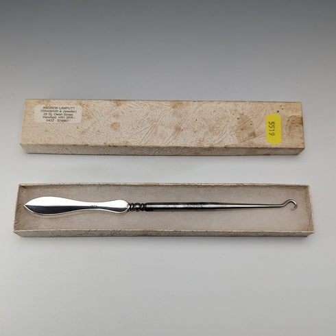 1911年 英国アンティーク 純銀ハンドル 大型ボタンフック ブーツフック William Vale