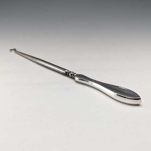 1911年 英国アンティーク 純銀ハンドル 大型ボタンフック ブーツフック William Vale