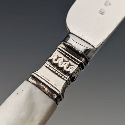 19世紀初頭 英国アンティーク 白蝶貝ハンドル トラベルカトラリーペア ケース入