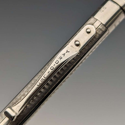British Vintage Yard O' Red Rolled Silver Push-Pull Pencil