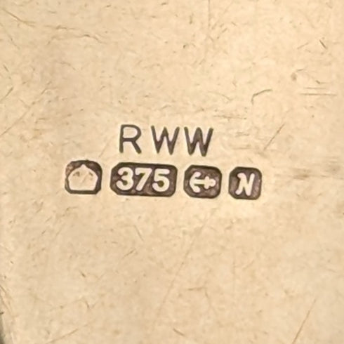 1987 年英國復古 9 克拉黃金橢圓形盒子吊墜項鍊