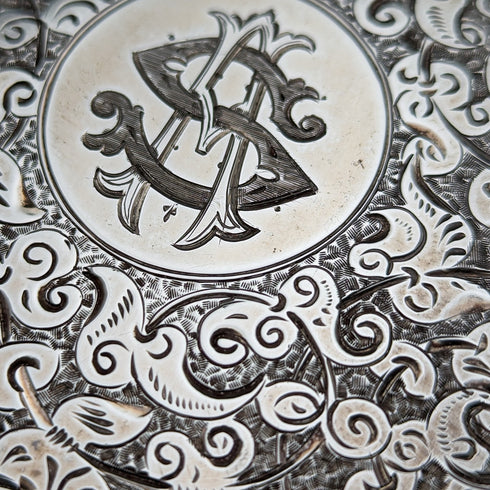 1893 British antique double-sided sterling silver card case with accordion pocket, 126g, Sampson Mordan