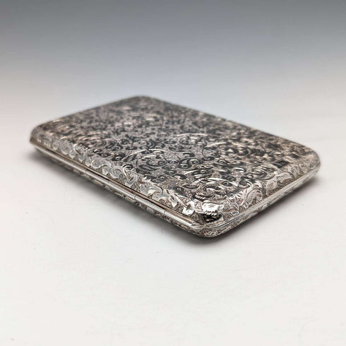 1893年 英国アンティーク 両開き型 純銀カードケース 蛇腹ポケット 126g Sampson Mordan