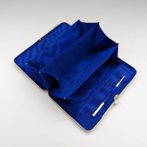 1893 British antique double-sided sterling silver card case with accordion pocket, 126g, Sampson Mordan