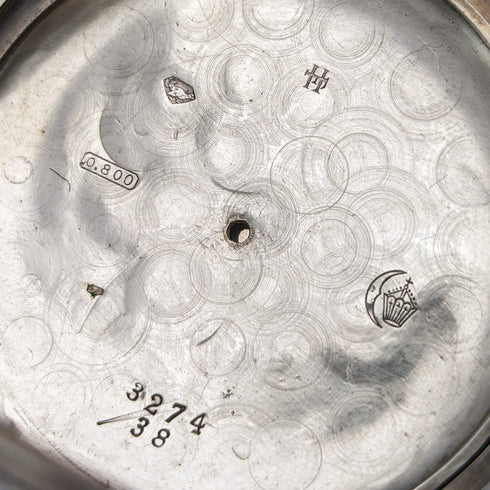 アンティーク スイス製 無銘 懐中時計 銀側 細密ニエロ ハンターケース 動作良好