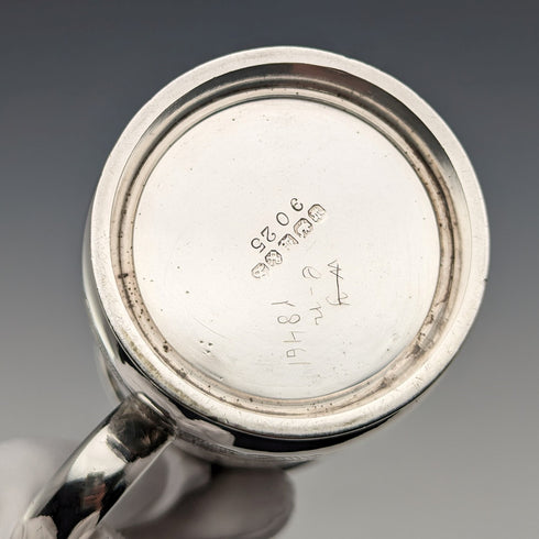 Antique British silver plate mug from Deykin & Sons, circa 1900