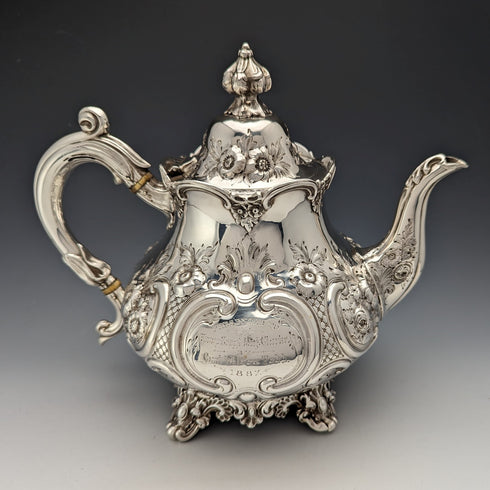1868 British antique sterling silver teapot 815g Robert Harper