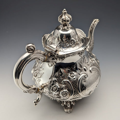 1868 British antique sterling silver teapot 815g Robert Harper