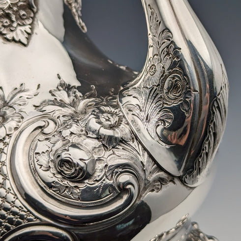 1868 British antique sterling silver teapot 815g Robert Harper