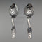 1911 British antique sterling silver serving spoon pair 104g Martin, Hall & Co