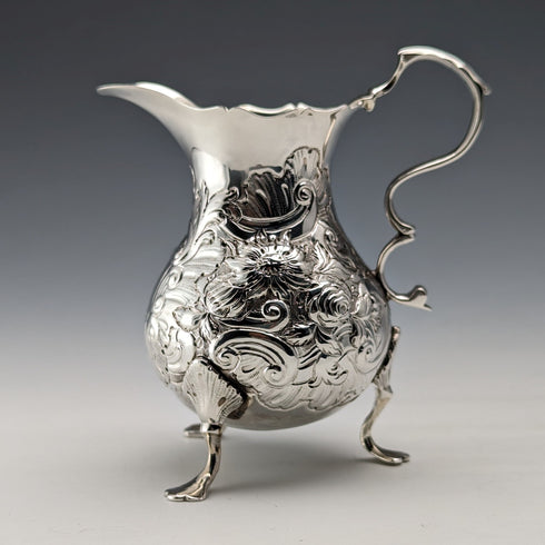 1755 British antique sterling silver cream jug 75g Daniel Shaw