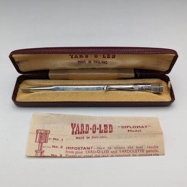 1959 British Yard O'Red Sterling Silver Hexagonal Propelled Pencil in Case