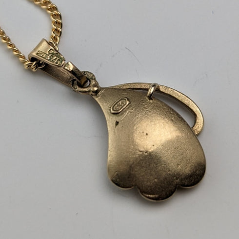 復古 9 克拉金葉吊墜項鍊