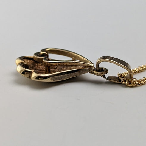 復古 9 克拉金葉吊墜項鍊