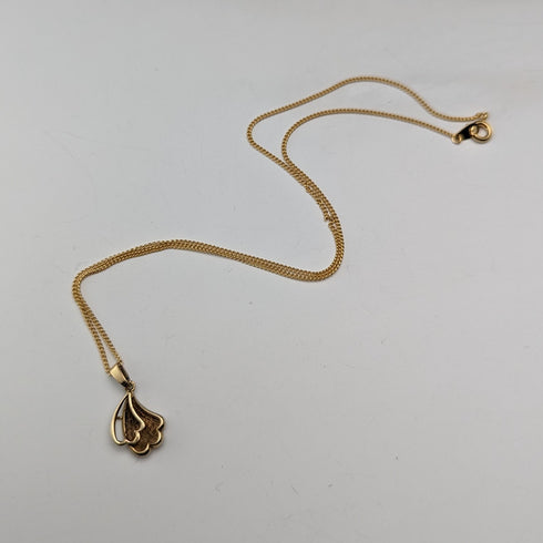 復古 9 克拉金葉吊墜項鍊