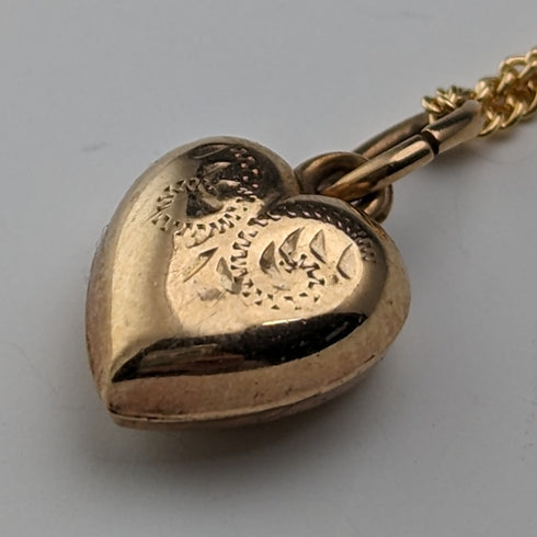 1963 英國復古 9 克拉金心形吊飾項鍊