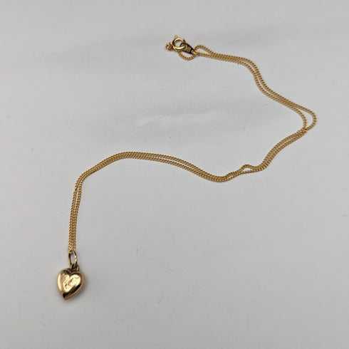1963 英國復古 9 克拉金心形吊飾項鍊