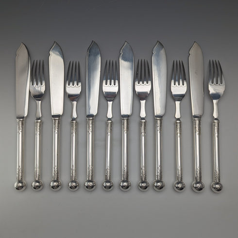 英国アンティーク シルバープレート カトラリー6ペアセット Allen & Darwin