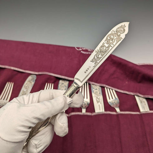 Antique British silver plate cutlery set of 6 by Allen & Darwin