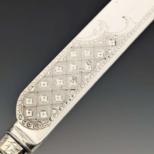 Antique British silver plate dessert cutlery set of 6, circa 1865