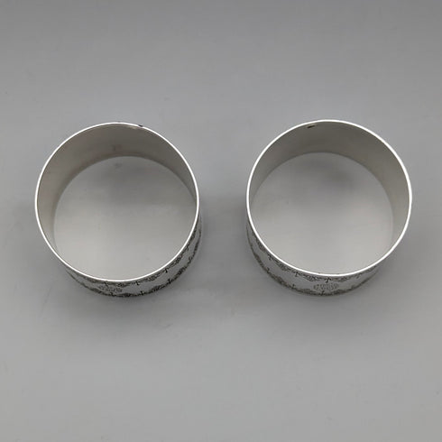 Antique French 950 Sterling Silver Napkin Rings, Pair, 86g