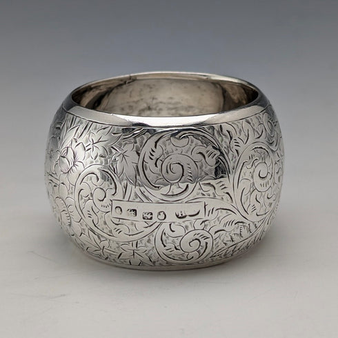 1888 British antique sterling silver napkin ring, 17g, Nathan & Hayes