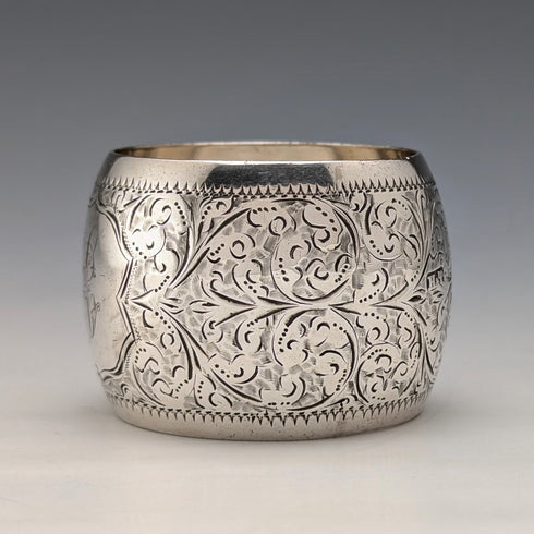 1897年 英国アンティーク 純銀製 ナプキンリング 36g Hilliard&Thomason