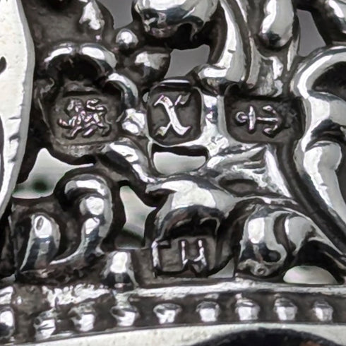 1897 British antique sterling silver openwork napkin ring, 27g, Thomas Hayes