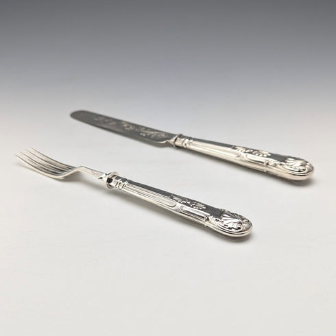 1890 British antique sterling silver dessert cutlery pair 67g Walker & Hall