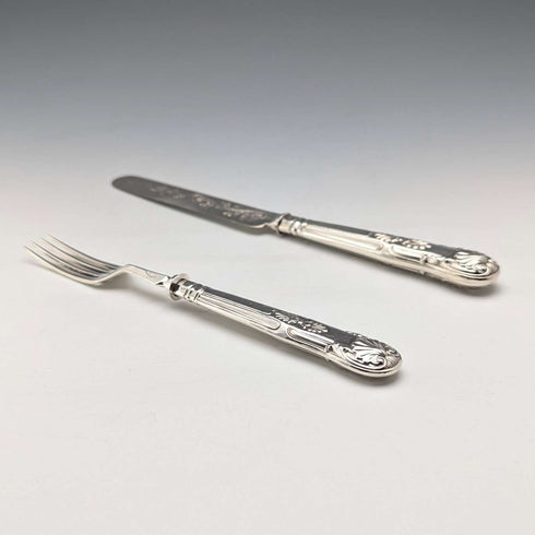 1890 British antique sterling silver dessert cutlery pair 67g Walker & Hall