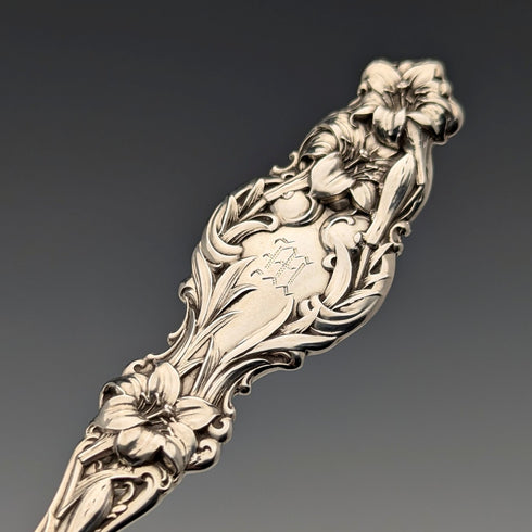 Circa 1900 American antique sterling silver dessert spoon 36g Whiting Manufacturing