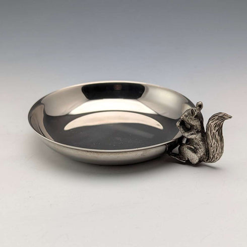 Vintage British silver plate squirrel decorated nut dish M&R