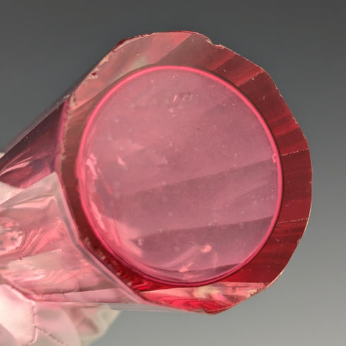 1910年 英国アンティーク クランベリーガラス 純銀蓋 シュガーキャスター Hukin&Heath