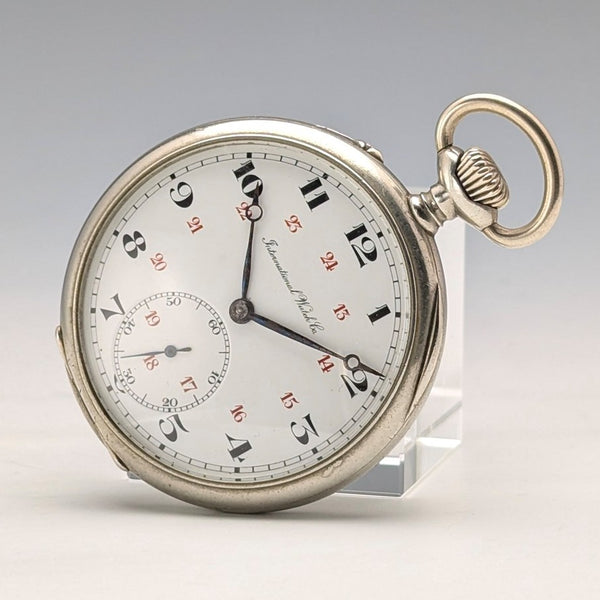 Antique IWC Schaffhausen pocket watch, circa 1918, nickel silver case, serviced