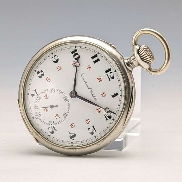 約 1918 年古董 IWC 沙夫豪森懷錶鎳銀錶殼翻新