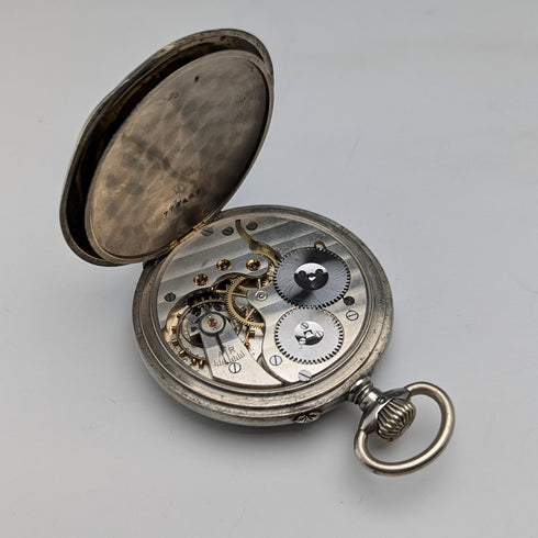 約 1918 年古董 IWC 沙夫豪森懷錶鎳銀錶殼翻新