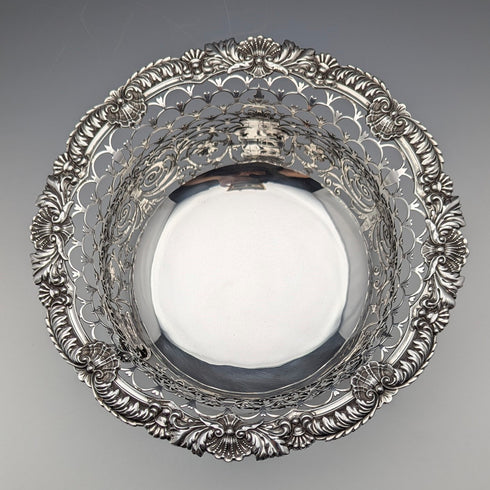 1906年 英国アンティーク 純銀製 脚付きセンターボウル 745g Daniel&John Wellby