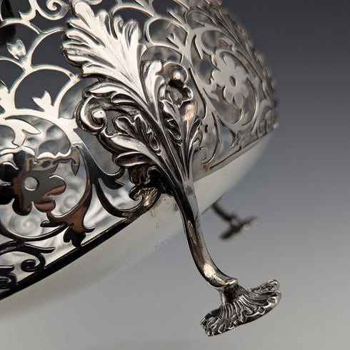 1906年 英国アンティーク 純銀製 脚付きセンターボウル 745g Daniel&John Wellby