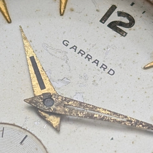 1958 British Garrard 9K solid gold Denison case men's wristwatch in box, serviced