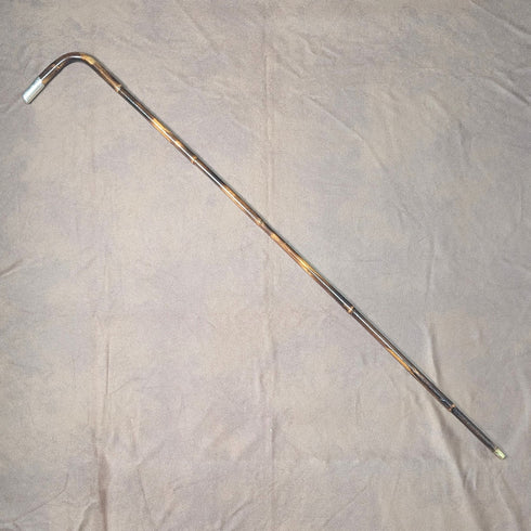 1901年 英国アンティーク レディース用 純銀装飾 L字ハンドル ステッキ 杖 90cm