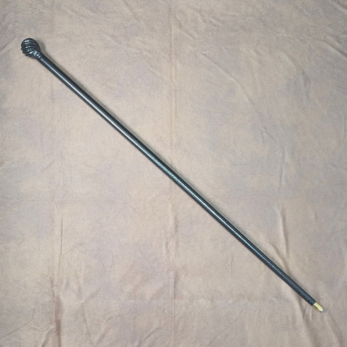 アンティーク 紳士用 ガドルーン彫刻 丸ハンドル ステッキ 杖 88cm