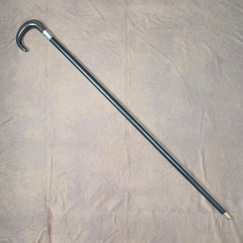 1910年頃 英国アンティーク 紳士用 純銀装飾 ホーンハンドル ステッキ 杖 91cm