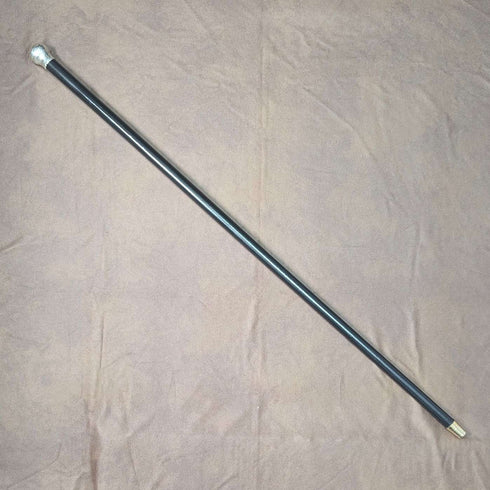 1923年 英国アンティーク 紳士用 純銀製 丸ハンドル ステッキ 杖 88cm