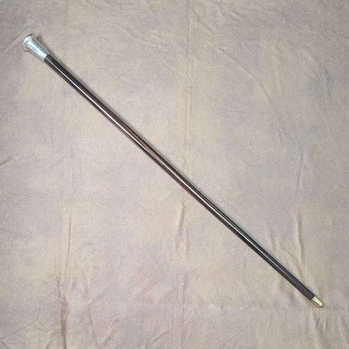 1925年 英国ヴィンテージ 紳士用 純銀製 丸ハンドル ステッキ 杖 84cm