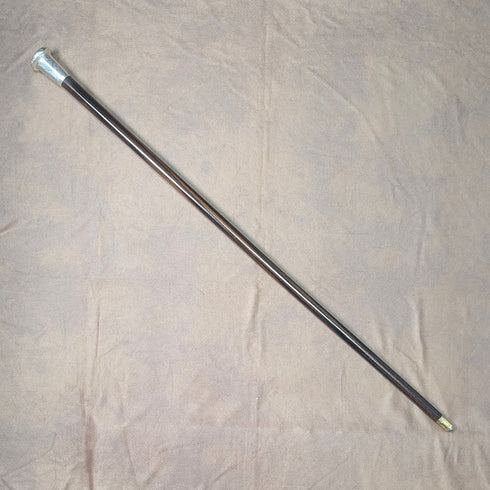 1925年 英国ヴィンテージ 紳士用 純銀製 丸ハンドル ステッキ 杖 84cm